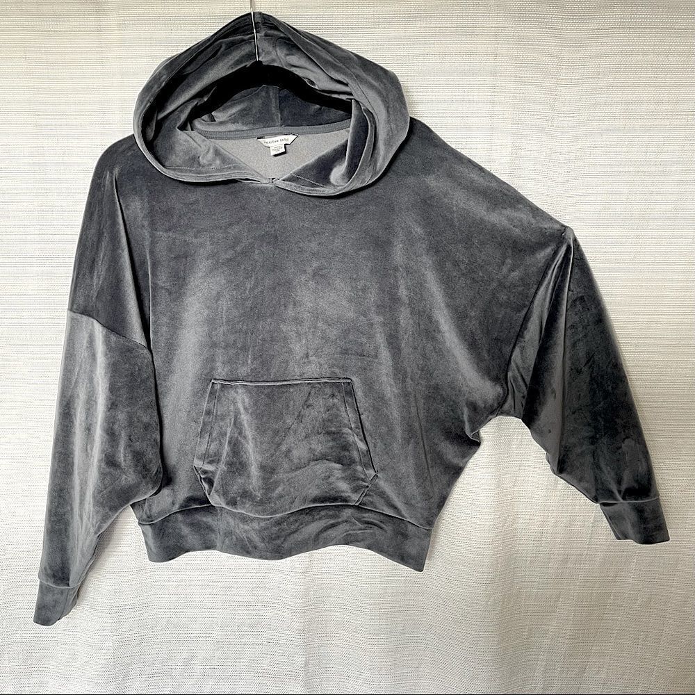 American Eagle Hoodie Velour Grey Sz M